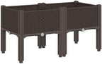Brown Elevated Garden Planter with Legs, 31.5x15.7x16.5 Inch Polypropylene Planter Box for Climbing Plants, Rattan Look Design for Patio and Terrace - Image 2