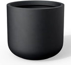 Kante Modern Home Minimalist 12.6" Tall Black Concrete Cylinder Planter by Unknown