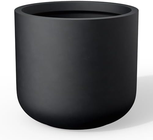 Kante Modern Home Minimalist 12.6" Tall Black Concrete Cylinder Planter by Unknown