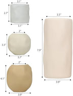 Eyely Nora Modern Minimalist Handmade Concrete Organic Sculptural Cylinder and Round Planter Set with Drainage Holes, Matte Warm Neutral (Set of 4) (NLP1001A-4SET) - Image 3