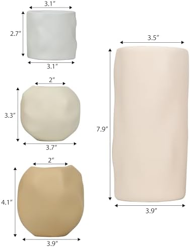 Eyely Nora Modern Minimalist Handmade Concrete Organic Sculptural Cylinder and Round Planter Set with Drainage Holes, Matte Warm Neutral (Set of 4) (NLP1001A-4SET) - Image 3