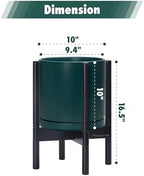 D'vine Dev Ceramic Pot with Ebony Wood Stand, Teal, 10 in, 55-B-L-4 - Image 3