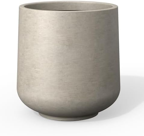 Kante Modern Home Minimalist 16.5" Dia Weathered Concrete Curved Planter by Unknown