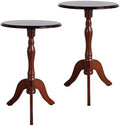 HLR Round Small End Table Set of 2, Wooden Pedestal Side Tables, Dark Brown by HomeDeservesaRelaxLiving