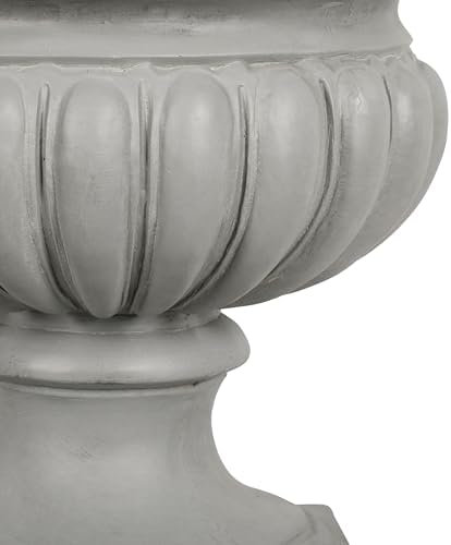 Merax 18.11" H Ornate Scrollwork Pedestal Urn Planter Weather-Resistant MGO Outdoor Flower Pot for Garden Patio and Front Porch Entrance,Gray - Image 6
