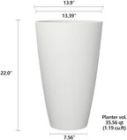 13.9 Inch Cream Recycled Resin Planter, Indoor/Outdoor Use, Easy-Drain Weather-Resistant Design - Image 4
