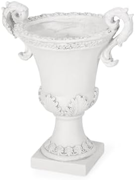 Christopher Knight Home Jorine Patio Planter, Light Concrete Planter, Mid-Centry Gadern Urn, Floral Relif Design, Large Garden Pot, Flower Urn with Drainage Hole for Backyard Home, Antique White - Image 7
