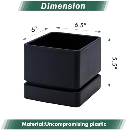 D'vine Dev 3-Pack Plastic Herb Planter Pots, 6 in, Black, 76-Y-B3-2 - Image 3
