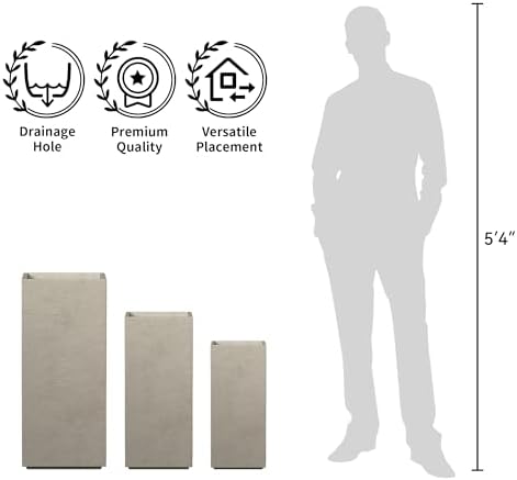 Kante Modern Home Minimalist 27.6" Tall Weathered Concrete Column Planter - Image 4