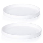 Phoenix Vine 14 Inch Plastic Plant Saucer Water Drip Tray, Heavy Sturdy Round Plant Drainage Tray for Indoors Outdoor, Set of 2, Matte White, 21-TY-14W-2 by Phoenix+Vine