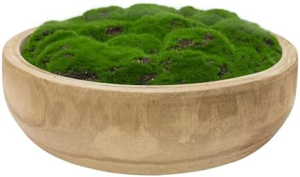 Moss Wood Bowl, Natural Round Dough Bowl for Tabletop Centerpiece Decor by NAHARO