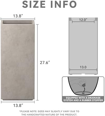 Kante Large Column Square Weathered Concrete Planter 27.6" H, Outdoor - Image 2
