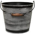 Headwind Vintage Ribbed Metal Planter with Handle, 10-Inch, Charcoal – Metal Flower Pot & Decorative Bucket Planter, Rustic Metal Outdoor Planter with Drainage Hole for Indoor Plants & Outdoor Garden by Headwind