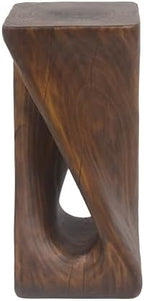 Merax Twist Shape MGO Accent Side Table, Unique Modern End Table with Wide Pedestal & Tabletop, Small Drink Tables for Living Room, Bedroom Night Stand Bedside Table, No Assembly Required, Brown - Image 5