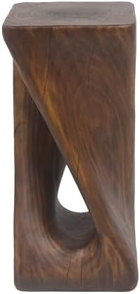 Merax Twist Shape MGO Accent Side Table, Unique Modern End Table with Wide Pedestal & Tabletop, Small Drink Tables for Living Room, Bedroom Night Stand Bedside Table, No Assembly Required, Brown - Image 5