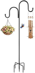 92 Inch Double Shepherds Hooks for Outdoor, Heavy Duty Bird Feeder Pole with 5 Prongs Base for Hanging Lantern, Hummingbird Feeder, Lightweight Plant, Shepherds Hook for Bird Feeders for Outside by MIUVIBENI