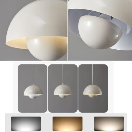 Modern Flowerpot Pendant Light, Pink Hanging Lamp, Nordic Chandelier, Metal Dome Ceiling Light Fixture, for Kitchen Island, Dining Room, Bedroom, Bar, Office Decor(Walnut Grain) - Image 5