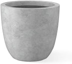 Kante Large Round Bowl Pale Gray Concrete Planter 18" Dia, Outdoor by Unknown