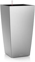 CUBICO 30 Silver Metallic, Self-Watering Tall Planter, H22 L11.8 W11.8 in by LECHUZA