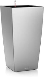 CUBICO 30 Silver Metallic, Self-Watering Tall Planter, H22 L11.8 W11.8 in by LECHUZA