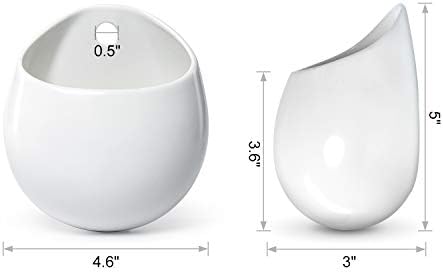 Mkono 4 Inch Wall Mounted Planter Round Ceramic Hanging Plant Holder Decorative Flower Display Vase Succulent Pots for Indoor Plants, Set of 3, White (Plants NOT Included) (Pack of 2) - Image 6