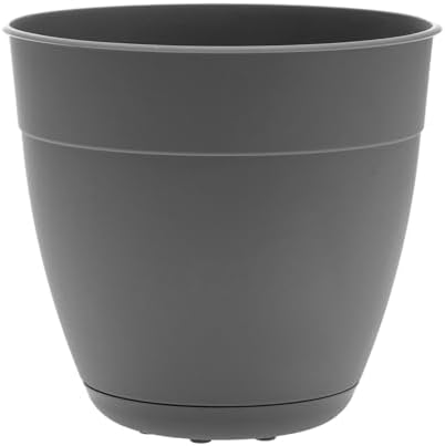 Bloem Dayton 12" Recycled Plastic Planter with Saucer, Charcoal, 4-Pack - Image 3