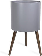 D'vine Dev 14 Inch Planter Pot with Wood Stand, Grey, 88-O-D-3 by DvineDevPlanterPotsandStand