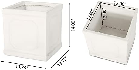 Lightweight Concrete Planters, 13.75 Inch, Antique White - Image 2