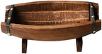 Wood Half Barrel Planter Outdoor Garden Flower Pot 14.5x9.2 Inch Rustic Wooden Wine Barrel with Base for Patio Porch Succulent Plants Decoration by HAKIDZEL