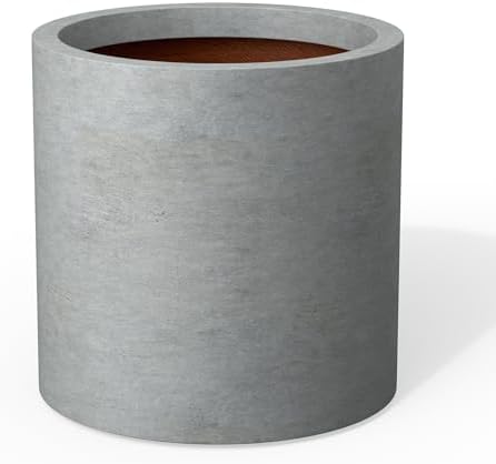 Kante Pale Gray Concrete Planter 15.8" Tall All-Weather Round Large Pot by Unknown