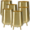 Serene Spaces Living 8" Gold Three Footed Planter, Stylish Iron Cachepot for Succulents, Cacti, Herbs, Mid-Century Inspired Indoor/Outdoor Pot, Living Room, Kitchen, Office, Made in India, Pack of 6 by SereneSpacesLiving