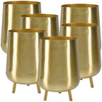 Serene Spaces Living 8" Gold Three Footed Planter, Stylish Iron Cachepot for Succulents, Cacti, Herbs, Mid-Century Inspired Indoor/Outdoor Pot, Living Room, Kitchen, Office, Made in India, Pack of 6 by SereneSpacesLiving