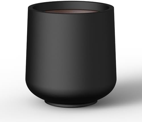 Kante Black Concrete Planter 16.5" Dia All-Weather Round Large Pot by Unknown