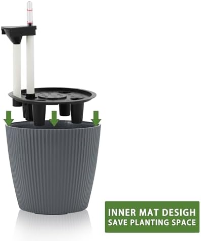 Dexceder 11x10 Self Watering Planters Indoor (2 Pack, Gray) - Image 4