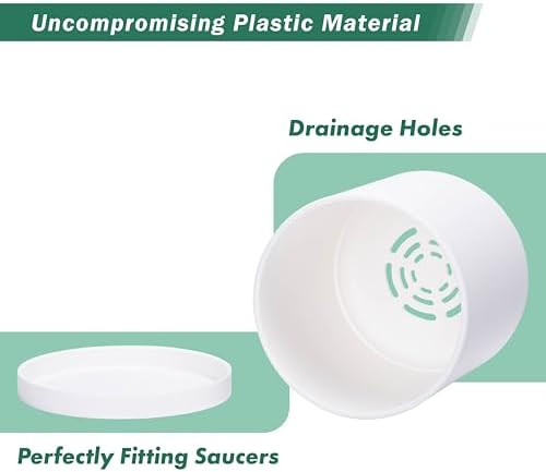 D'vine Dev 4-Pack White Plastic Planters with Saucers, 5.5 in, 74-Z-H-2 - Image 4