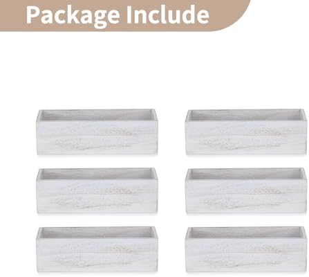 NUPTIO Wooden Box Centerpieces, Rectangle, 11.8" Long, Whitewashed, 6 Pcs - Image 5