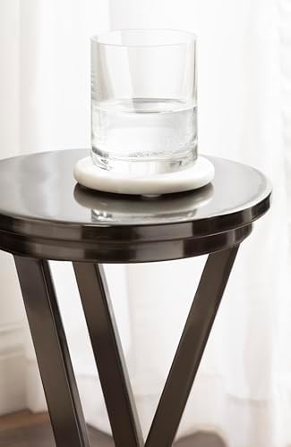 Kate and Laurel Aja Modern Metal Round Drink Table, 9 x 9 x 22, Gray Gunmetal, Decorative Geometric Pedestal Table with Circular Tabletop for Use as Metal Indoor Plant Stand - Image 5