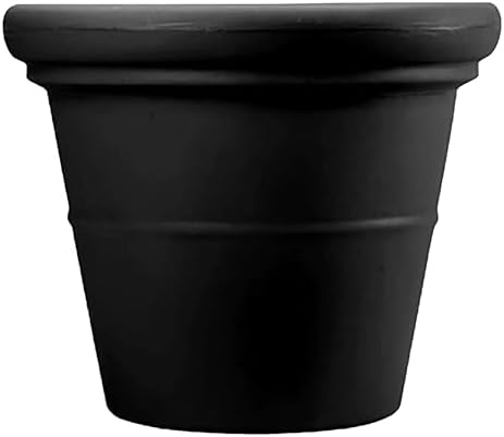 The HC Companies 42 Inch Terrazzo Extra Large Round Planter - Rolled Rim Weather Resistant Decorative Plastic Plant Pot with Drainage for Indoor Outdoor Use, Black by TheHCCompanies