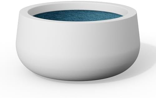 Kante White Concrete Planter 11" Dia All-Weather Round Small Pot by Unknown