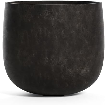 Mondo Round Indoor/Outdoor Planter, 8x7in Brown Stone by Cosapots