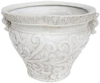 Christopher Knight Home Armis Round Concrete Planter, Indoor Outdoor Garden Plant Pot with Drainage Hole, Floral Relif Patio Urn Planter for Front Porch/Backyard, Outdoor Planter Box, Antique White - Image 4