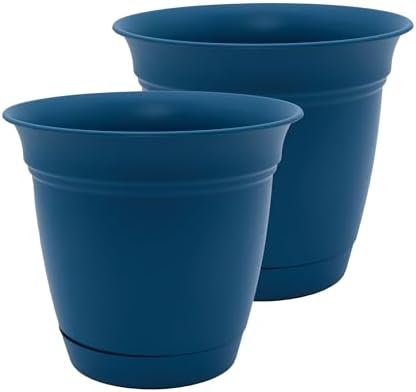 The HC Companies Eclipse Round Planter Pot, 12 Inch, Peacock, 2-Pack by TheHCCompanies