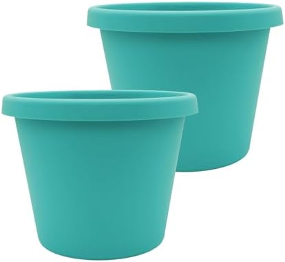 The HC Companies Prima Round Planter Pot, 16 Inch, Dusty Teal, 2-Pack by TheHCCompanies
