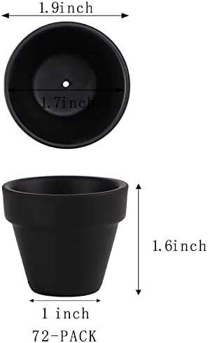 2 Inch Black Terracotta Pots Pack of 72 - Mini Clay Pot with Drainage Hole for Tiny Cactus Herb lithop, Small Succulent Planter Nursery Plant Pot for Windowsill, Cactus Plant, Crafts, Wedding Favors - Image 2