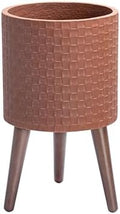 D'vine Dev Planter Pot with Wood Stand, 10 in, Terra Cotta, 88-Z-B-3 by DvineDevPlanterPotsandStand
