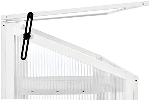Knocbel 62" Height Portable Wooden Cold Frame Greenhouse with Wheels, Openable Roof and Adjustable Shelves, Flower Plants Shelf for Balcony Outdoor Indoor Backyard (White) - Image 7