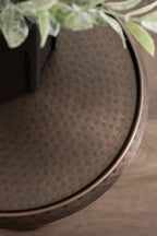 Kate and Laurel Sanzo Traditional Adjustable-Height Pedestal Drink Table, 11 x 11 x 30, Bronze, Vintage Round Indoor Metal Cocktail Table with Hammered Tabletop for Use as Indoor Plant Stand - Image 5