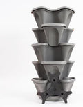 Nature’s 5 Tier Stackable Vertical Garden Planter – Patented Self-Watering Strawberry Tower for Indoor/Outdoor Use – Stacking Pots for Herbs, Tomatoes, Carrots, Vegetables & More (Concrete Grey) by NaturesDistributing