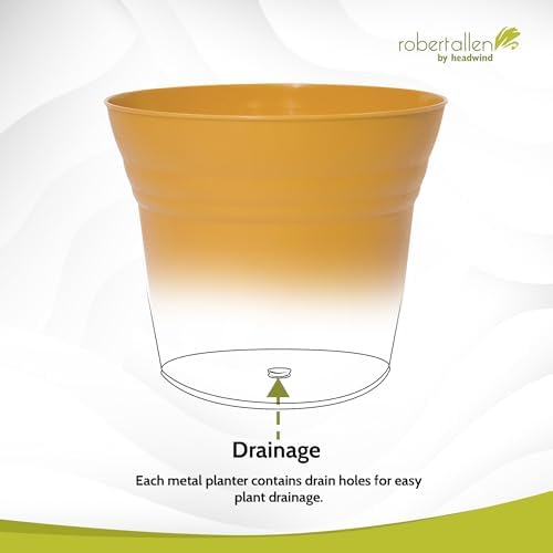 Headwind Traverse Planters – 12" 2 Pack Plastic Plant Pot in Harvest Yellow - Indoor & Outdoor Pots for Plants with Drainage - Decorative Plant Pot, Flower Pots Outdoor for Garden by Robert Allen - Image 6