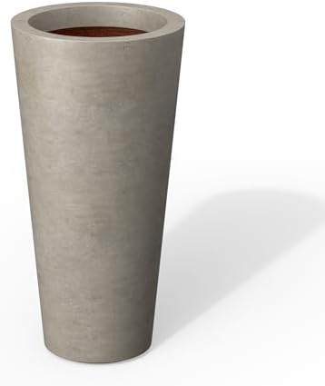 Kante Weathered Concrete Planter 15.8" Tall All-Weather Round Accent Pot by Unknown